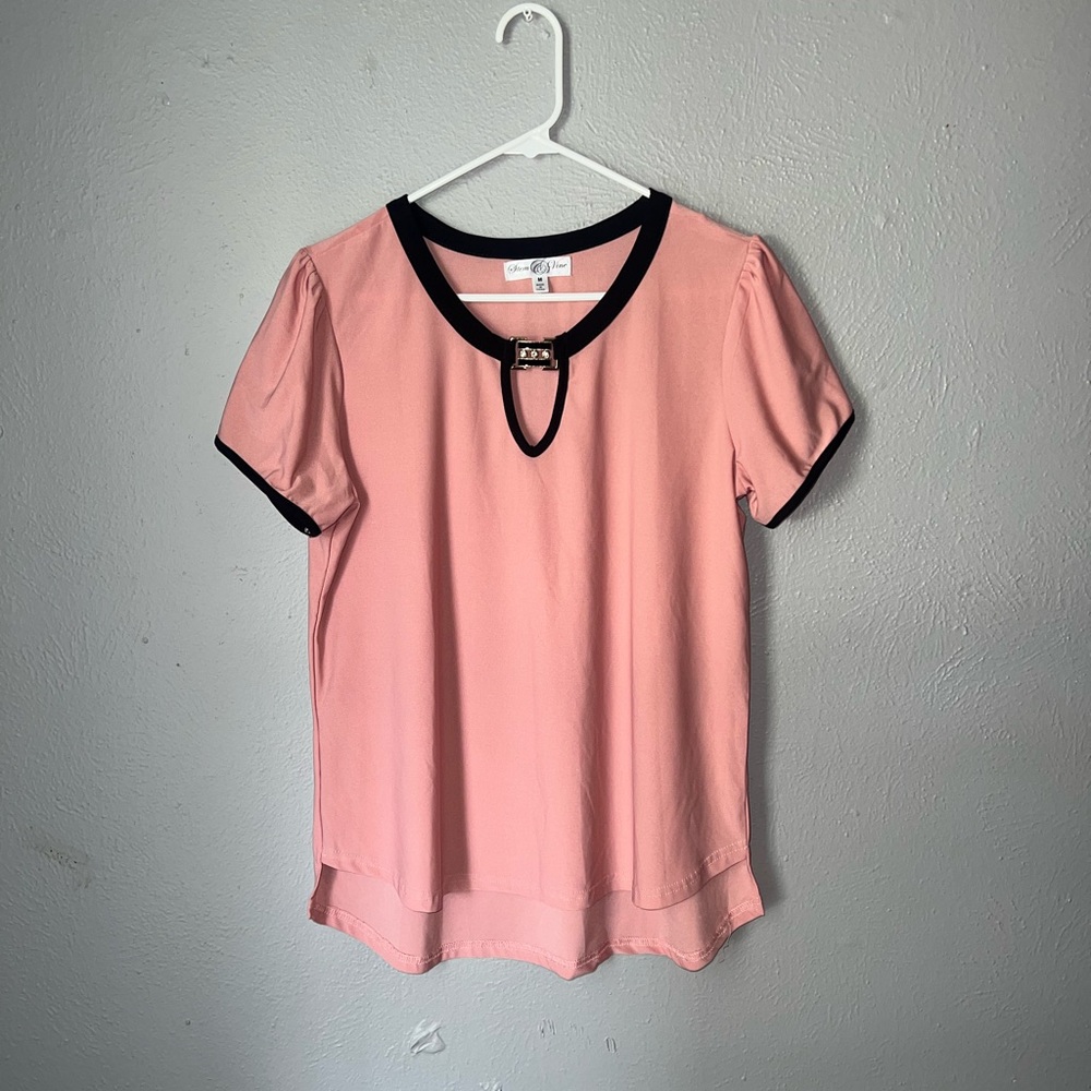 Multicolored Fitted Cut Out Blouse Short Sleeve